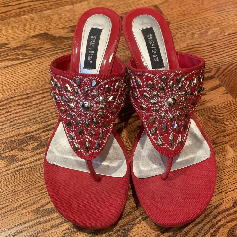 Red Blingy Wedge Sandals